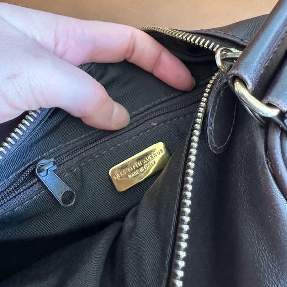 Chocolate brown leather shoulder bag saks fifth avenue - Picture 6 of 11